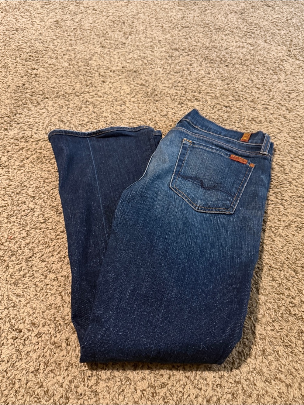 7 For All Mankind Women's Boot Cut Jeans in Dark Blue Wash, Size 29